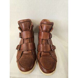 Dsquared2 Leather High-Top 2 Buckle Strapped Casual Sneakers Size 12 Luxury